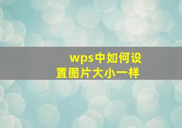 wps中如何设置图片大小一样