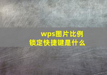 wps图片比例锁定快捷键是什么