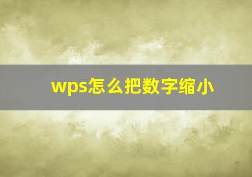 wps怎么把数字缩小