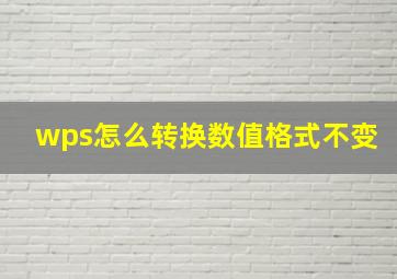 wps怎么转换数值格式不变