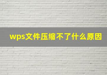 wps文件压缩不了什么原因