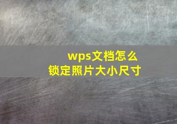 wps文档怎么锁定照片大小尺寸