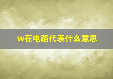 w在电路代表什么意思