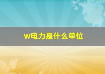 w电力是什么单位