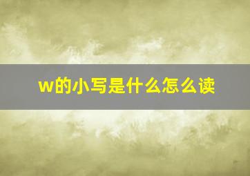 w的小写是什么怎么读