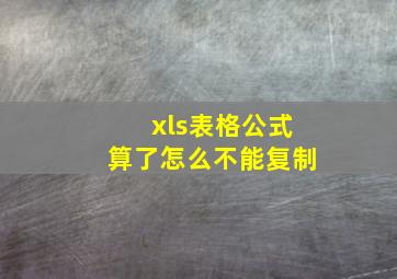 xls表格公式算了怎么不能复制