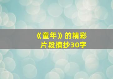 《童年》的精彩片段摘抄30字