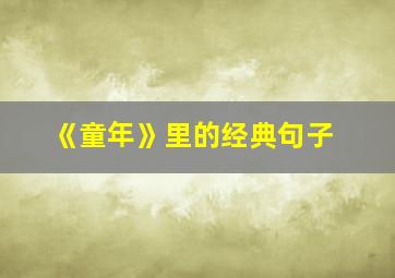 《童年》里的经典句子