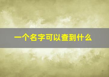 一个名字可以查到什么