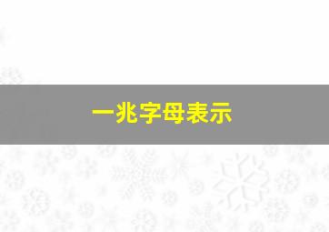 一兆字母表示