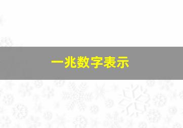 一兆数字表示