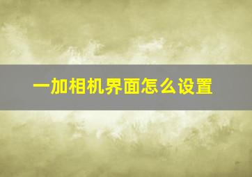 一加相机界面怎么设置