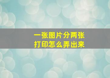 一张图片分两张打印怎么弄出来