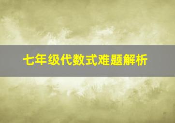 七年级代数式难题解析