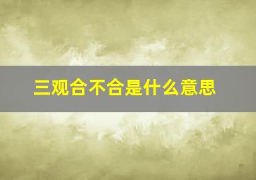 三观合不合是什么意思