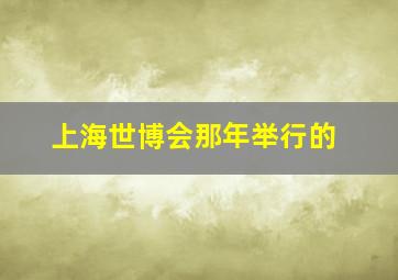 上海世博会那年举行的