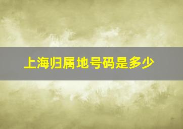 上海归属地号码是多少