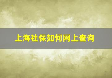 上海社保如何网上查询