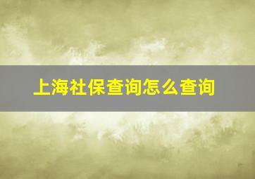 上海社保查询怎么查询