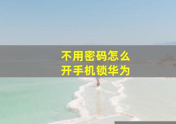 不用密码怎么开手机锁华为