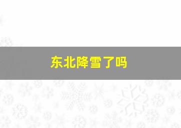 东北降雪了吗