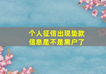 个人征信出现垫款信息是不是黑户了