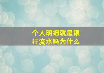 个人明细就是银行流水吗为什么