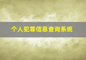 个人犯罪信息查询系统