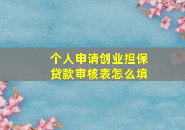 个人申请创业担保贷款审核表怎么填