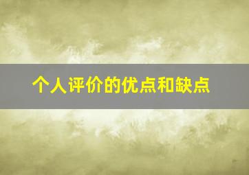 个人评价的优点和缺点