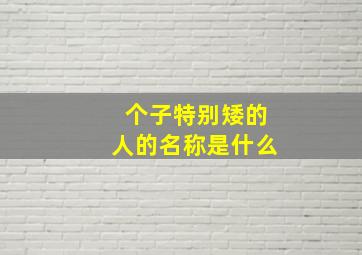 个子特别矮的人的名称是什么