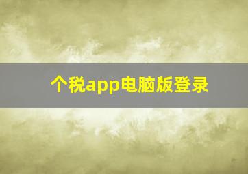 个税app电脑版登录