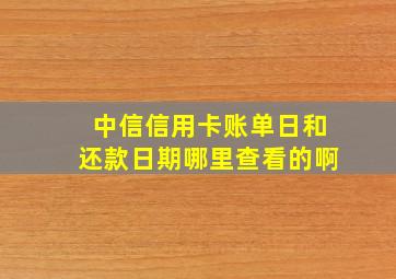 中信信用卡账单日和还款日期哪里查看的啊