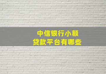 中信银行小额贷款平台有哪些