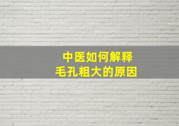 中医如何解释毛孔粗大的原因