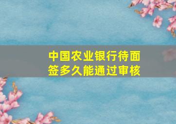 中国农业银行待面签多久能通过审核