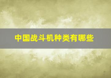 中国战斗机种类有哪些