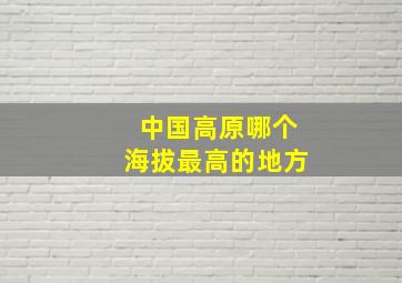 中国高原哪个海拔最高的地方