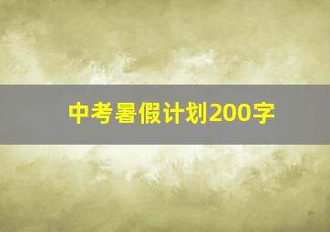 中考暑假计划200字