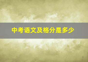 中考语文及格分是多少