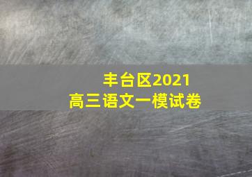 丰台区2021高三语文一模试卷