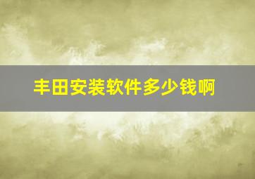 丰田安装软件多少钱啊