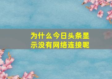 为什么今日头条显示没有网络连接呢