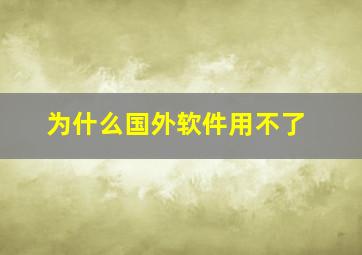 为什么国外软件用不了