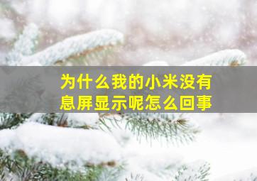 为什么我的小米没有息屏显示呢怎么回事