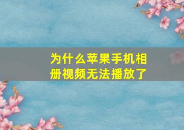 为什么苹果手机相册视频无法播放了