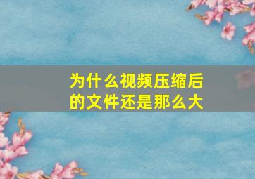 为什么视频压缩后的文件还是那么大