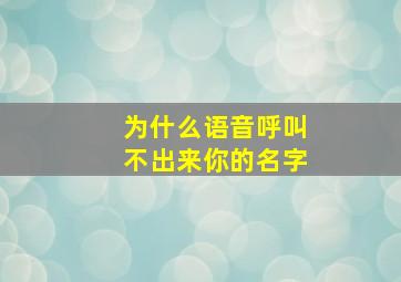 为什么语音呼叫不出来你的名字