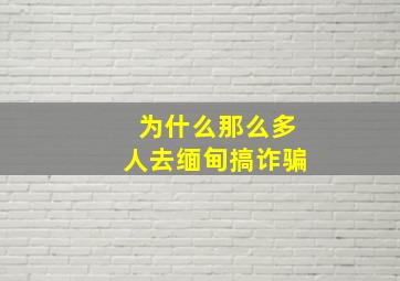 为什么那么多人去缅甸搞诈骗