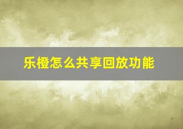 乐橙怎么共享回放功能